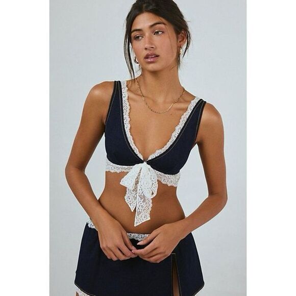 UO Out From Under Cowgirl Logic Denim Plunge Bralette - Picture 11 of 11